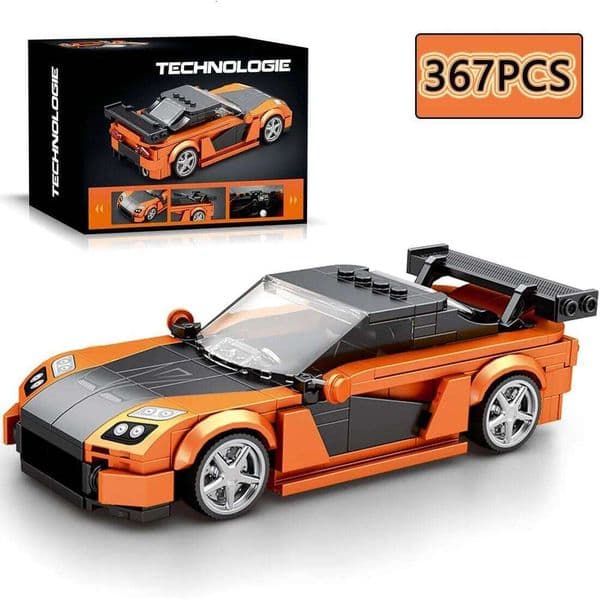 367PCS Orange Sports Building Blocks Classic Vehicle Car Model Desktop Decoration Creative DIY Toy Holiday Gifts For Kids Z260305