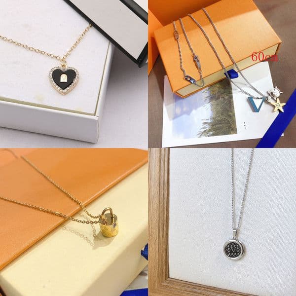 Inlay Crystal Necklace High End with Flower Pendant Stainless Steel Chai Designer Letter Necklaces Wedding Jewelry Gifts for Women Romantic and Casual