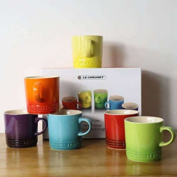 perfume 2026 Cool Color Rainbow 6-Piece Set Gift Box Ice Cr Milk LE CREUSET cologne Coffee Cup Cerc Material French Sle Adient Pattern Free Shipping