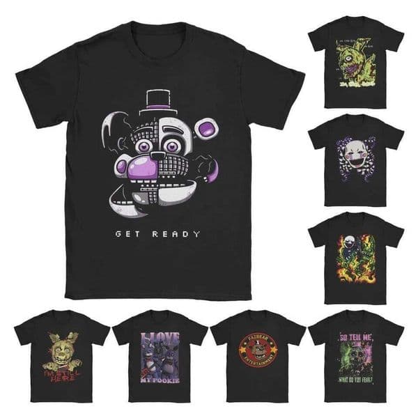 FNAF At Freddys T-Shirt for Men Crazy 100% Cotton Tees Round Neck Short Sleeve T Shirt Birthday Present Clothing H260305
