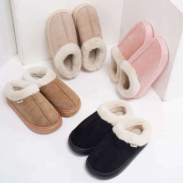 Litfun Fashion Winter Platform Fluffy House Cotton Women Shoes Couple Thick Sole Plush Slippers