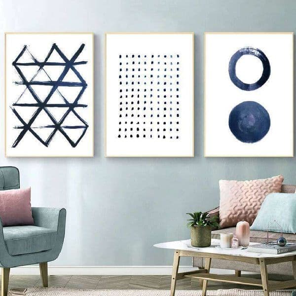 Canvas Prints Scandinavian Posters Living Room Decoration , Modern Deep Blue Minimal Art Painting Wall Pictures 26Y0306