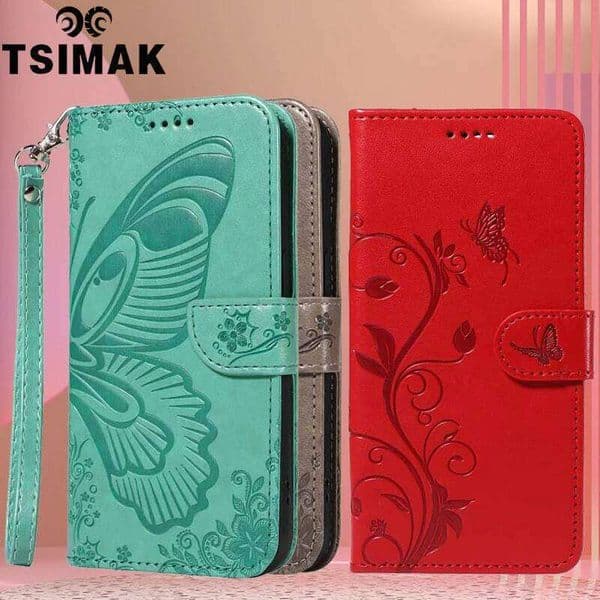 Flip Wallet Case For Note 8 9 10 Pro Max 8T 9A 9C 9T 9S 10A 10C 10S 10T 5G Butterfly Flower Vine Card Leather Cover H260305