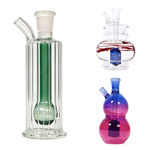Mini 3.5 Inches Water Bubblers Glass Pipes Portable Mini Bongs with 10mm Male Oil Burner Smoking Hand Pipe 3 Styles Options