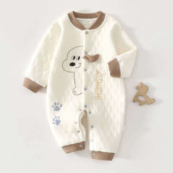 Baby Jumpsuit, Autumn Thick Cotton Jacket, Three-layer Warm Newborns 0-18 Months Crawling Clothes for Young Children Z260306