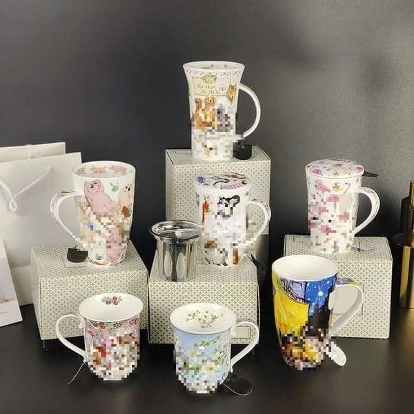 Bone China Mug Large Capacity Cute Animal Ceramic Water Gift Box Couple Milk Cup