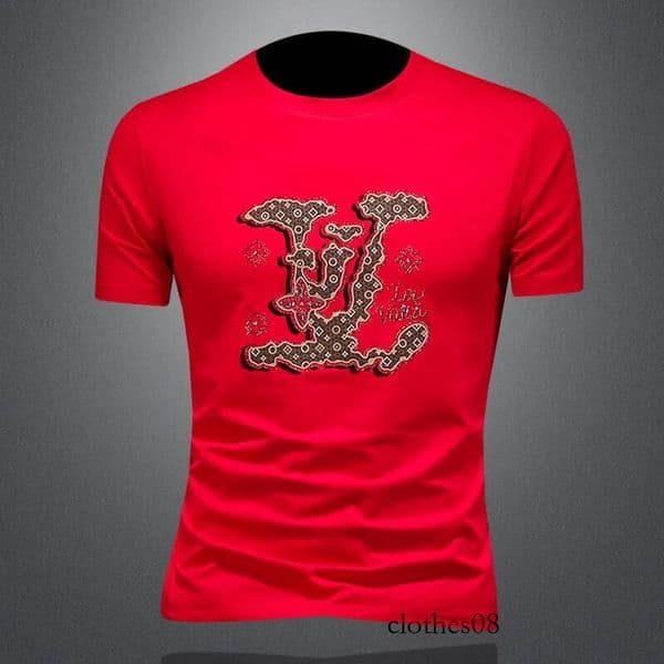 Red f T-irt Men's Faionable Summer New Arrival Polyester Fiber round Ne ort Sve Traditional Sle Clothing