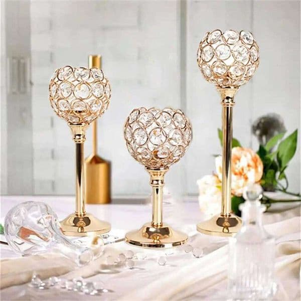 Elegant Metal Crystal Holder, Detachable Candlestick Holder for Party Wedding Restaurant Table Center Decoration XJ260305