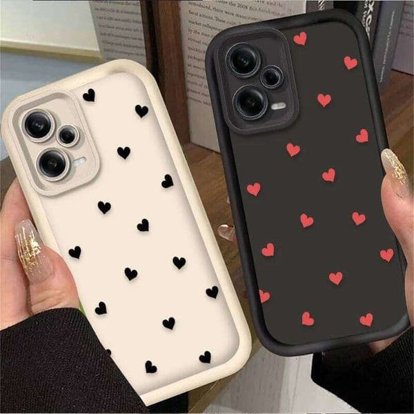 Black Small Love Heart Phone Case For Note 13 14 11 Pro Plus 5G 12S 11S 10S 10 9 14C 13C 12C 12 4G A3 A3X H260305