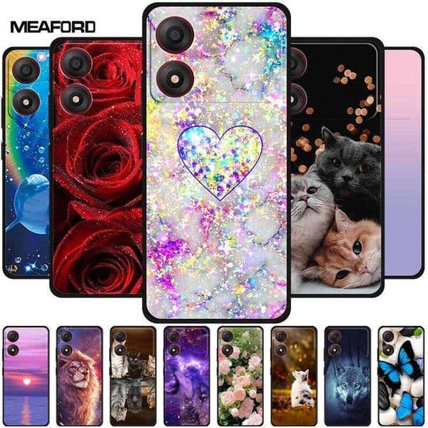 For A34 4G Case Soft Silicone TPU Lovely Painted Back Cover ZTE Blade A 34 Black Bumper for BladeA34 Protector Cat H260305
