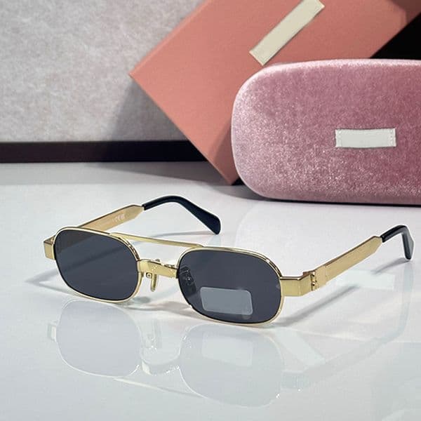 Oval shaped mens womens designer Sunglasses SMUB52S gold metal frame legs iconic design trendy shopping casual style sunglasses UV protection