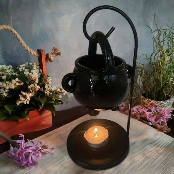 Hanging Wax Halloween Cauldron Pot Candle Holder Black Oil Incense Aroma Diffuser Home Decor XJ260305