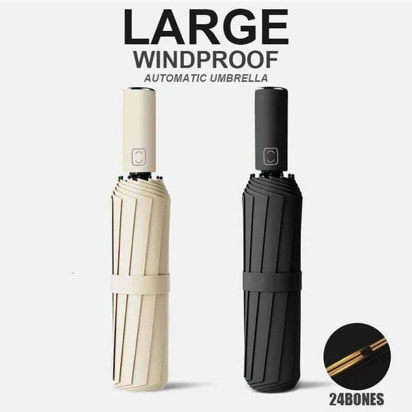Automatic Large 24Bone Solid Color Umbrella Lightweight Collapsible with UV Protection for Outdoor Sunshade 26Y0304