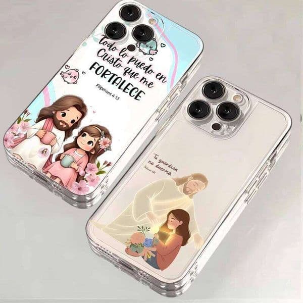 Cartoon Jesus And Me Bible Verse Print Phone Case For Note 14 13 Pro Plus 5G 12S 12 11 10 12C 13C 14C 4G TPU Cover H260305