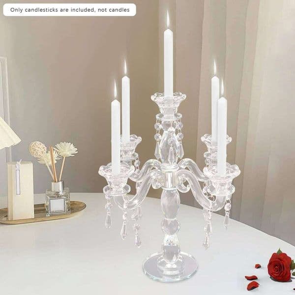 5 Heads Holder Crystal Candle Centerpieces Beautiful Desktop Decorative Accessory XJ260305