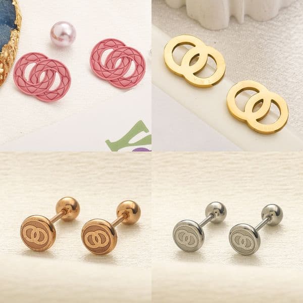 Simple Design Small Round Fashion Stud Earrings Luxury Women Rose Gold Silver Plated Stainless Steel Earring Sweet Girls Wedding Party Gifts Jewelry Accessories