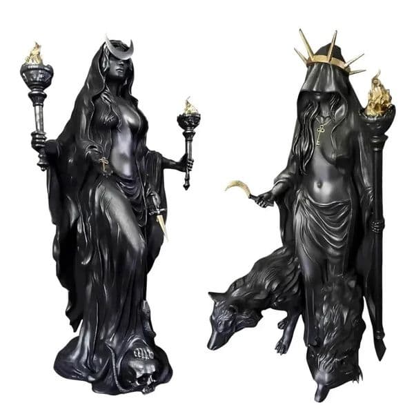 Hecate Nikripolos Sculpture Night Witch Underworld Light Messenger with Hounds Living Room Desktop Resin Crafts Ornaments 260227