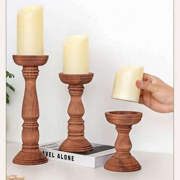 3PC Set New Style Retro Wooden Container Desktop Decoration Home Decor Wedding Candle Holder Festival Gift XJ260305