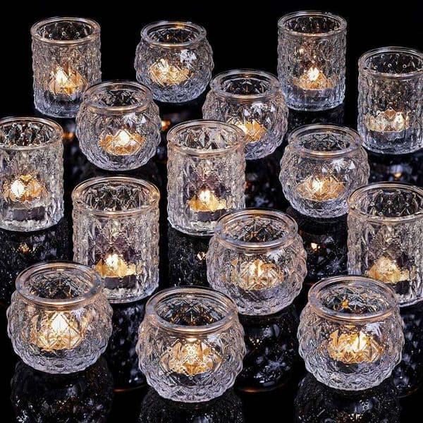 6/12Pcs Blue Votive Glass Candlestick Party Decoration Tea Lights Candle Holders for Wedding Home Table Decor XJ260305