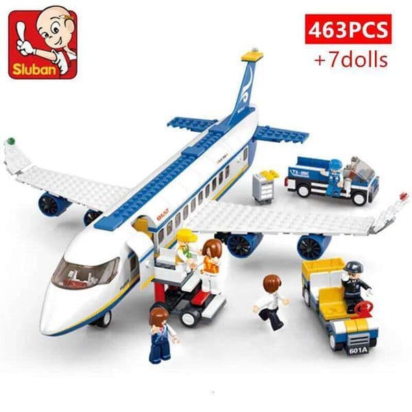 463Pcs City Airport Airbus Aircraft Airplane Plane Brinquedos Avion Model Building Blocks Bricks Educational Toys for Children Z260306