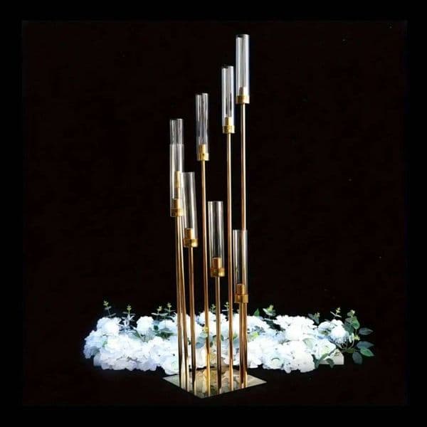 Elegant 1-piece Gold Metal 8-arm Candle Holder -A Tall Wedding Centerpiece, Multifunctional Dining Table Decoration, Suitable Fo XJ260305