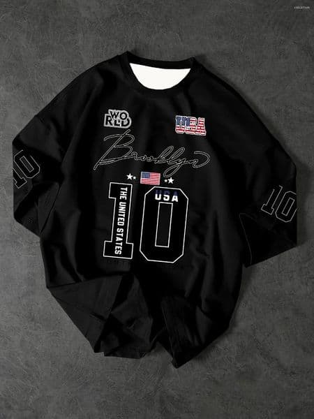 Men's T Shirts Summer Sports USA 10 Print Short Sleeve T-Shirt Graphic Tee Plus Size Women's Sport Top