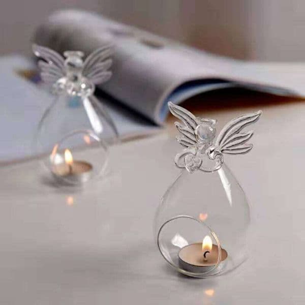 Angel Glass Tea Light Candle Holder Home Party Decor Candlestick Storage Holders XJ260305
