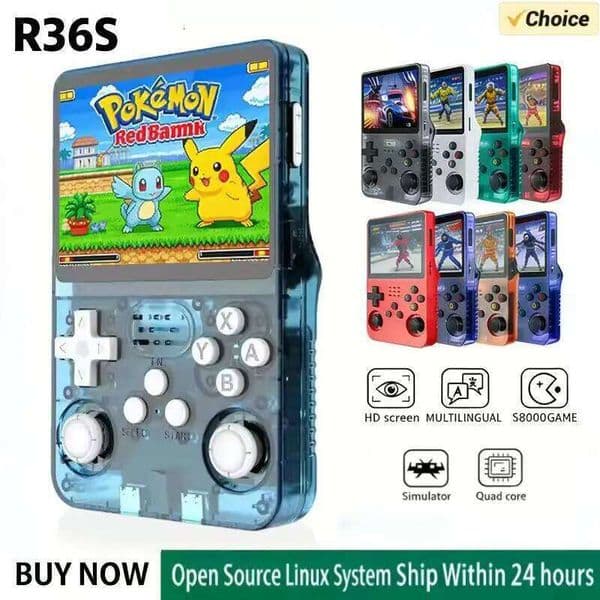 Linux System Open Source R36S Retro Handheld Console 3 5 Inch I Screen Portable Pocket Video Player 64GB 128GB Game 26Y0304
