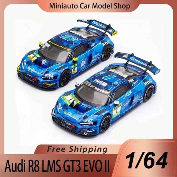 Presale Kiloworks 1:64 Audi R8 Lms Gt3 Evo Ii Racing Car #1 #16 Alloy Miniature Diecast Model Nurburgring 24h Toys Ornament Gift C260305