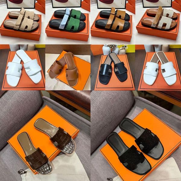designer slippers womens sandals slides triple black white brown red pink green ladies leather shoes slipper sandale femme pantoufle