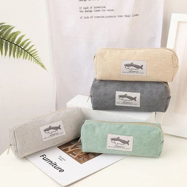 Cute Shark Pencil Case Embroidery Pen Bag Back to School Supplies Stationery Items for Girls Kids Desk Cute Accessories Gift 260304