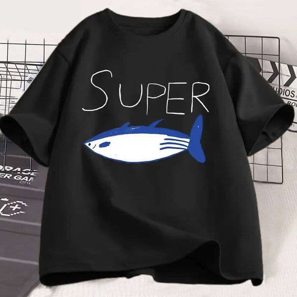 Kpop Korean Jin Super Tuna Fish T-shirts Fashion Vintage Short Sleeve T-shirt Men Women Clothing Casual Oversized T Shirt L260306