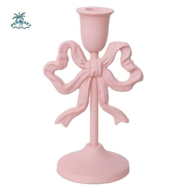 Wrought Iron French Bow Candlestick High Footed Romantic Bowknot Holder Decorative Single Head Candle Containers XJ260305