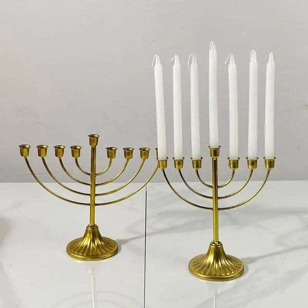 Menorah 7/9 Branch Jewish Candle Holder Detachable Metal Candlestick Vintage Desktop Candelabra Hanukkah Decoration XJ260305