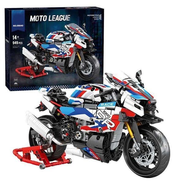 949PCS Super Motorcycle Building Blocks With Parking Rack Racing Model Bricks Desktop Display Ornaments Children's DIY Toy Gifts Z260305