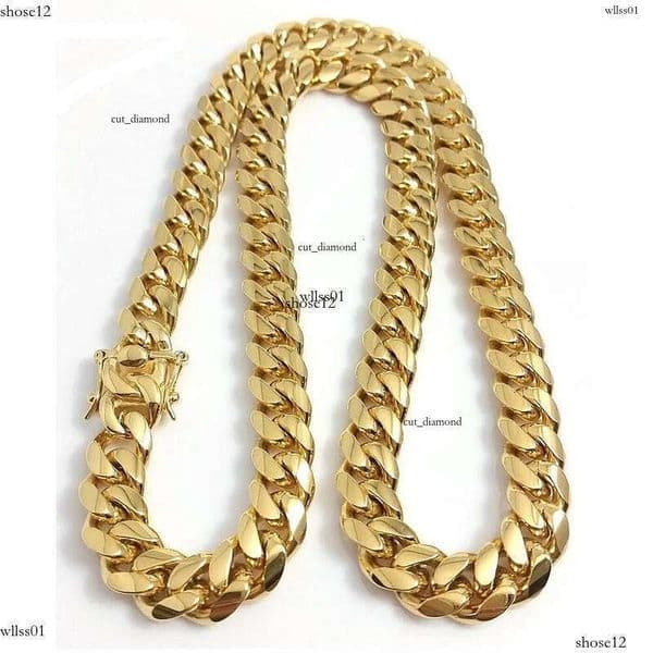 Designer gold Cuban chain designer men's hip-hop stainless steel jewelry necklace, trendy and fashionable best gift