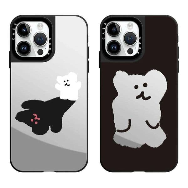 Mirror Cute Brown Bear Simple Magnetic Phone Case iPhone 17Pro 16 12 13 14 15 Pro Max For Drop-Proof Cover 26L0424