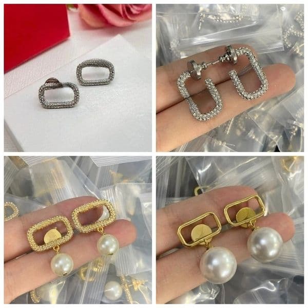 Designer Brand Earring Luxury Women Crystal Earring 18k Gold Plated Stud Party Jewelry Letter Diamond Earrings Brand Wedding Party