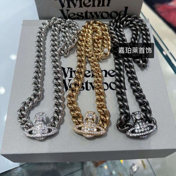 High-Quality Empress Dowager Cixi Cuban Saturn Thick Magnetic Necklace High-End Punk Collarbone Chain Choker