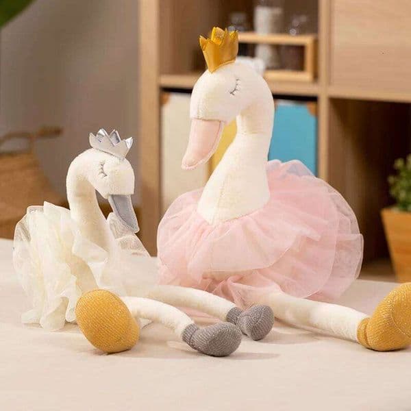 40/60CM Beautiful White&Pink Color Skirt Plush Toy Cute Cartoon Soft Pillow Stuffed Swan Doll Grils Birthday Gifts Home Dec H260305