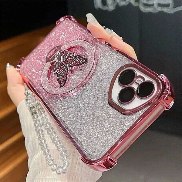 Glitter Butterfly Crystal Bracelet Phone Case For Honor 400 Smart 500 Pro 200 Lite 300 100 90 80 70 50 Shockproof Silicone Cover H260305