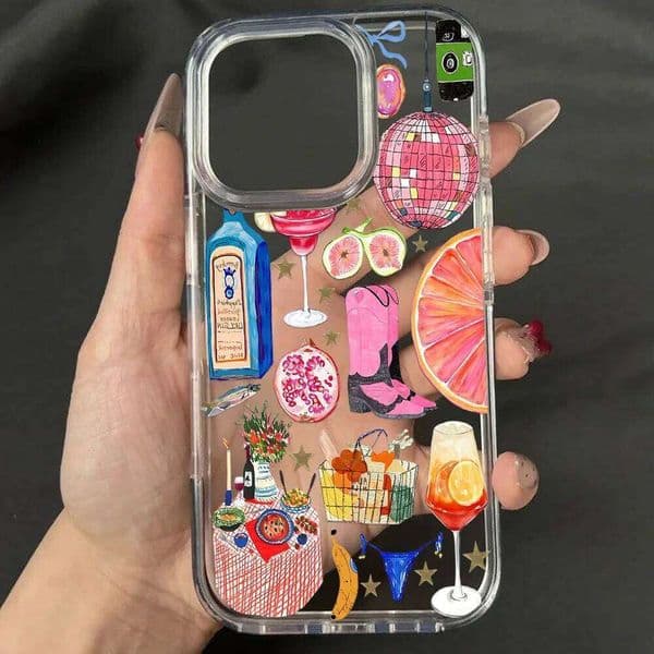 Seaside Scenery Wine Lemon Phone For 15 Case iPhone 16 11 13 12 14 Pro Max Acrylic Shockproof Transparent Cover H260305
