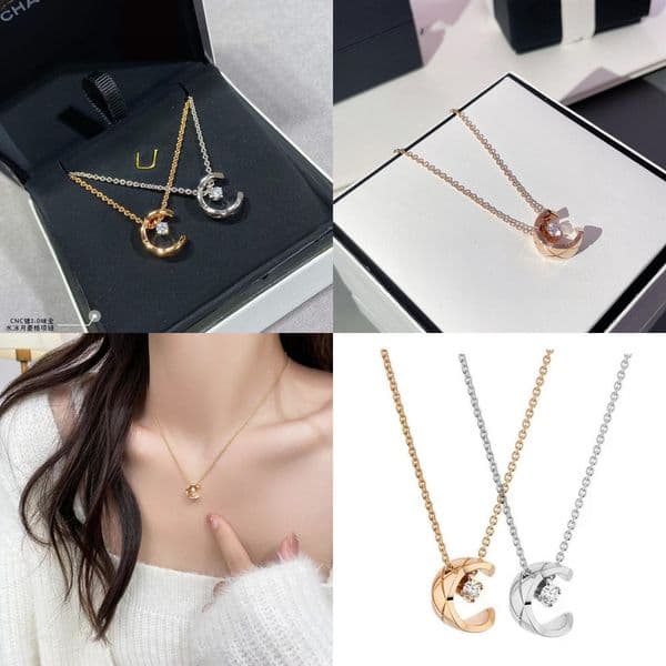 cc designer necklace channels jewlery for women V-crafted diamond necklace COCO moon and star pendant necklace