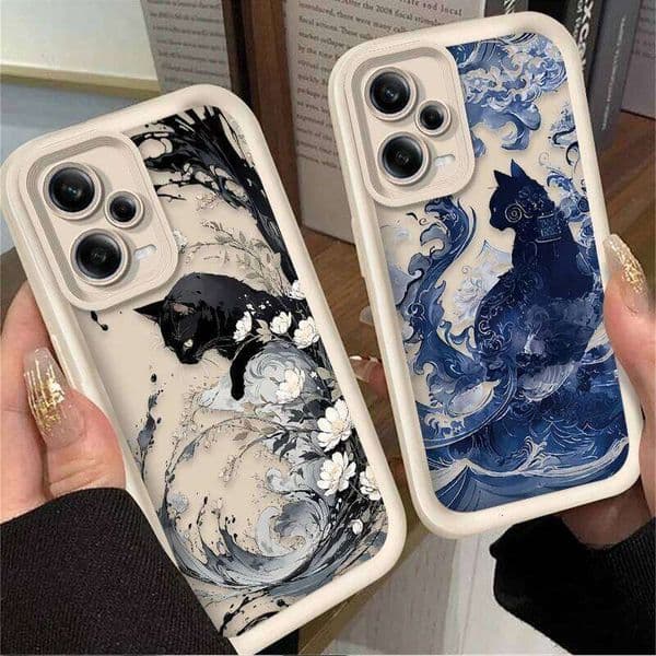 Oil Painting Artistic Cat Case For Note 13 14 11 Pro Plus 5G 12S 11S 10S 10 9 14C 13C 12C 12 4G A3 A3X H260305