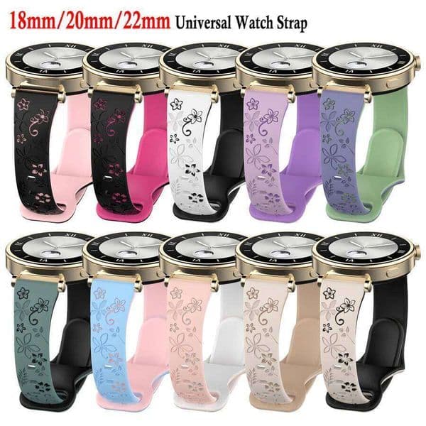 3D Silicone Carved Flowers 18mm 20mm 22mm Quick Release Smart Strap For Watch Band H260305
