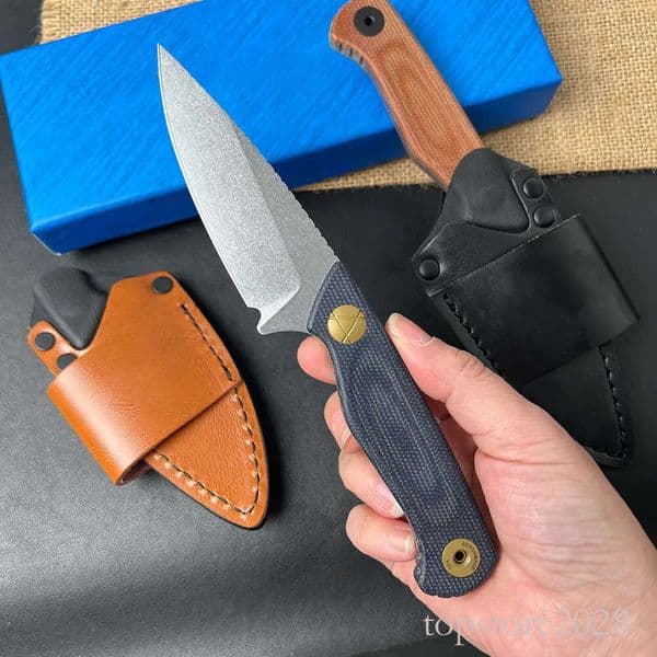 pocket knife High End 203BT Fixed Knife ManaCut Steel Blade Full Tang hunting knife Micarta Handle Outdoor Survival Straight Knives with Leather Kydex