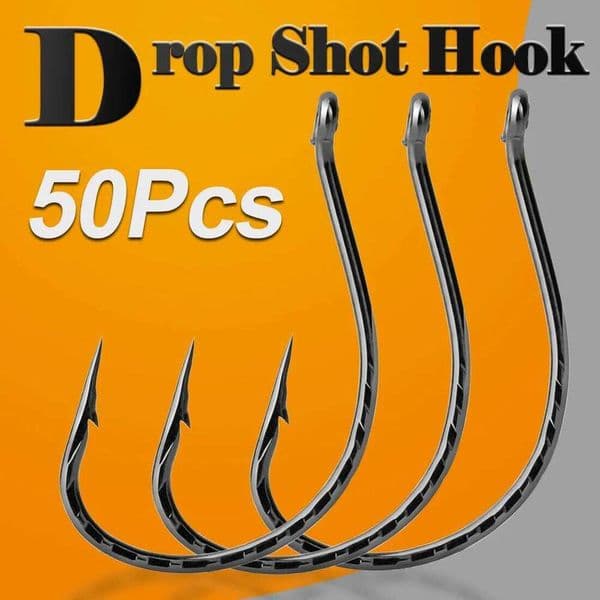 50Pcs Worm Hook Hooks Drop Shot Rig High Carbon Steel Freshwater Fishing for Bass Perch Catfish Y260304