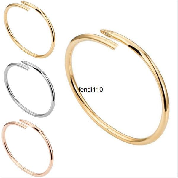Bangle Fashion Nail Bracelet Designer Jewelry Classic Bangle 18K Gold Plated Titanium Steel Diamond for Women Men Bracelets Silver Luxury Jewelrys Braceletes
