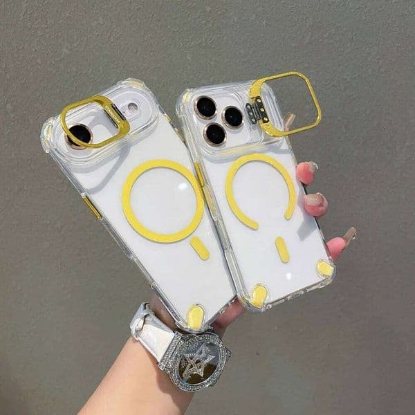 for iPhone Pro Max Air 17 Case Magnetic Crystal Clear Shockproof Air-cushion Cover Mag-safe Alloy Camera Film Stand Shell H260305