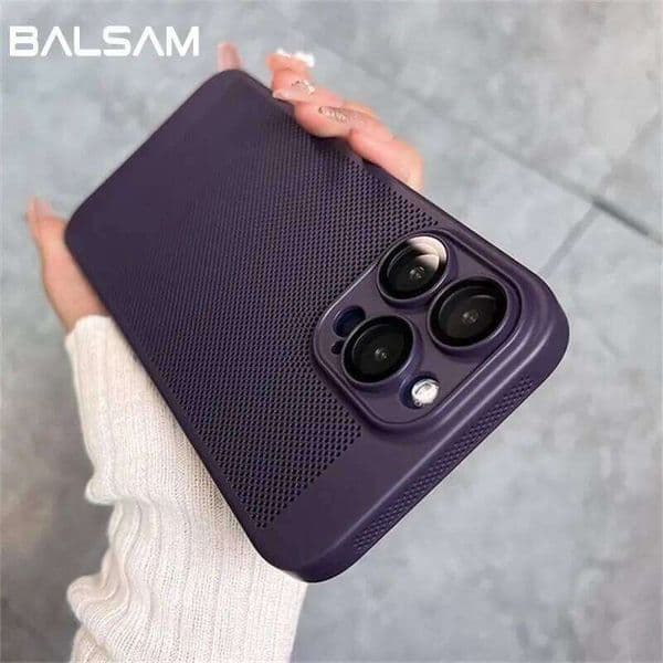 Ultra-Thin Heat Dissipation Hard Case For iPhone 15 14 12 11 13 Pro XR XS Max 7 8 Plus Lens Protection Breathable Grid Cover H260305